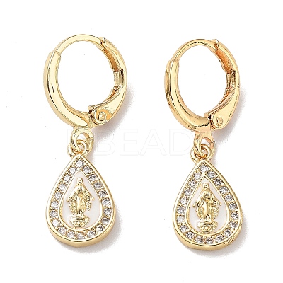 Real 18K Gold Plated Brass Dangle Leverback Earrings EJEW-L269-003G-03-1