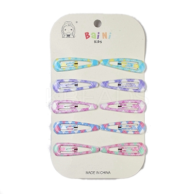 10Pcs 5 Colors Tartan Pattern Epoxy Resin Snap Hair Clip PHAR-P009-01C-1