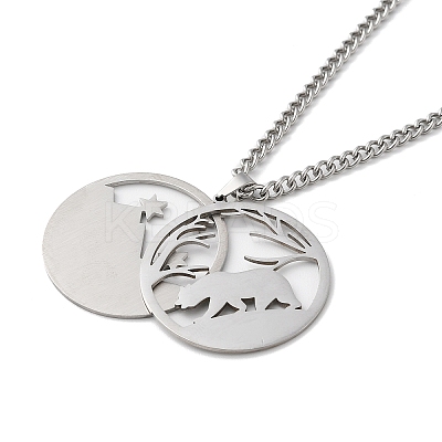 Non-Tarnish 304 Stainless Steel Double Layer Pendant Necklaces LS-NJEW-D047-05P-1