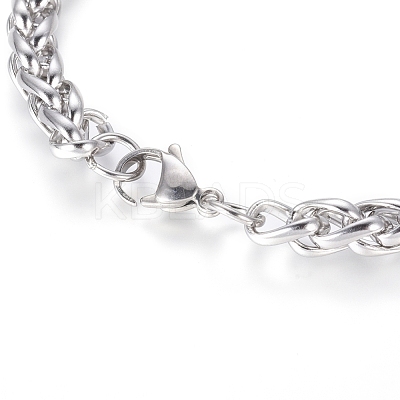 Tarnish Resistant 304 Stainless Steel Wheat Chain Bracelets BJEW-G622-01P-A-1