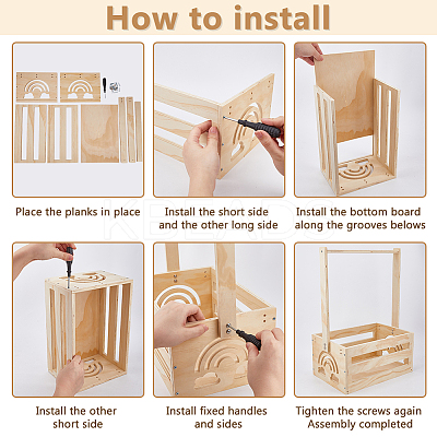 Rectangle Wooden Baby Shower Closet Crates ODIS-WH0099-102A-1