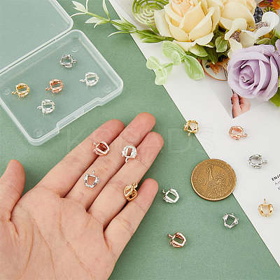 16Pcs 4 Colors Rack Plating Brass Micro Pave Cubic Zirconia Hanger Links KK-DC0003-65-1