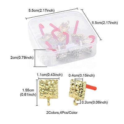8Pcs 2 Colors Rack Plating Alloy Stud Earring Findings FIND-YW0003-82C-1