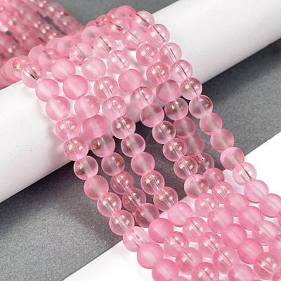 Frosted Transparent Glass Bead Strands GLAA-P065-6mm-03-1