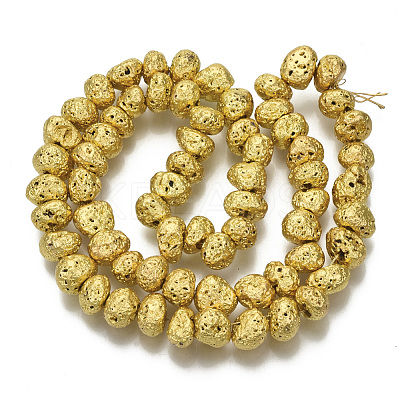 Electroplated Natural Lava Rock Beads Strands G-S352-29G-1