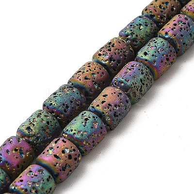 Electroplated Natural Lava Rock Beads Strands G-G984-16-1