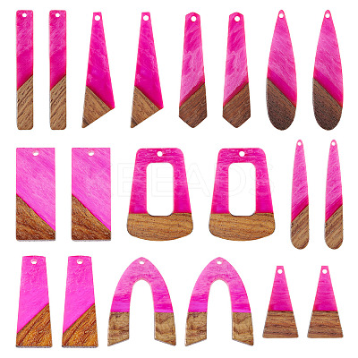 20Pcs 10 Styles Resin & Wood Pendants WOOD-TA0002-67B-1