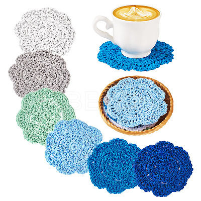 12Pcs 6 Colors Handmade Polyester Cotton Table Mats AJEW-MB0001-08-1