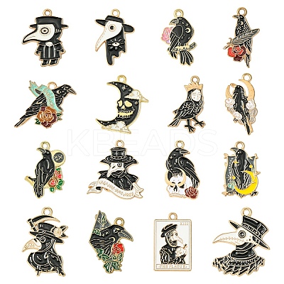 16Pcs 16 Styles Alloy Enamel Pendants ENAM-YW0004-93-1