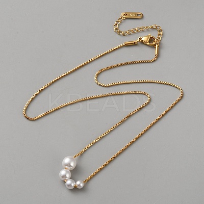 Plastic Round Graduated Beaded Stainless Steel Box Chain Necklaces NJEW-WH0020-73-1