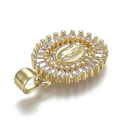 Brass Micro Pave Clear Cubic Zirconia Pendants ZIRC-A011-20G-1