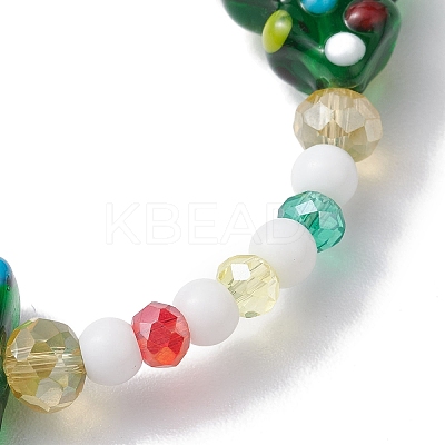 Round & Christmas Tree Glass Beaded Stretch Bracelets for Women X1-BJEW-TA00503-1
