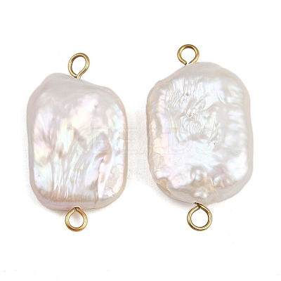 Natural Freshwater Pearl Keshi Pearl Rectangle Connector Charms STAS-D378-17G-1