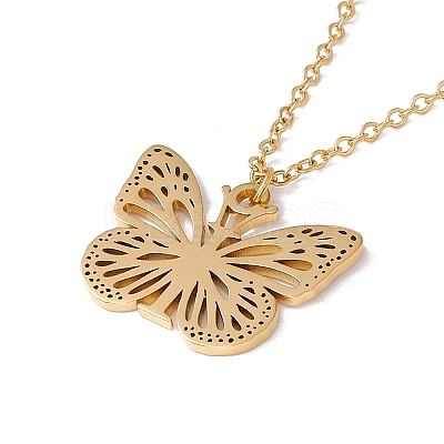Initial Letter with Butterfly Pendant Necklace LS-NJEW-C026-01G-I-1
