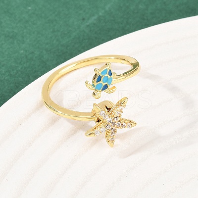 Rotatable Brass Micro Pave Cubic Zirconia Open Rings for Women LS-RJEW-K305-02G-1