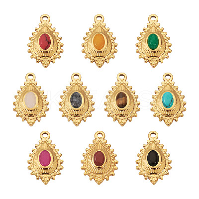 10Pcs 10 Style 304 Stainless Steel Pendants STAS-FW0001-24-1