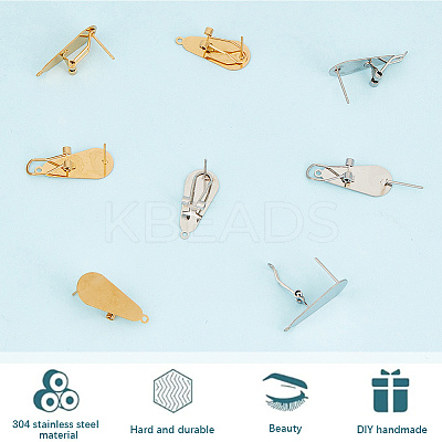 12Pcs 2 Colors 304 Stainless Steel Stud Earring Findings STAS-SP0001-89B-1
