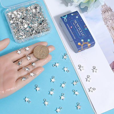 200Pcs Tibetan Style Alloy Star Charms FIND-SC0007-65-1