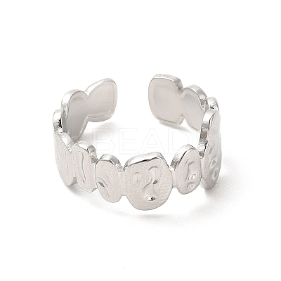 Non-Tarnish 304 Stainless Steel Twist Oval Open Cuff Ring for Women RJEW-E063-27P-1