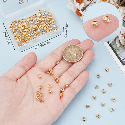 160Pcs Brass Crimp Bead Cover FIND-BBC0003-65A-G-1