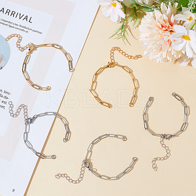 20Pcs 2 Colors 304 Stainless Steel Paperclip Chains Bracelet Making AJEW-ME0001-06-1