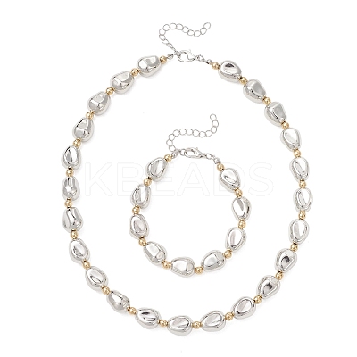 Oval CCB Plastic Beads Necklace & Bracelets Sets SJEW-JS01375-1