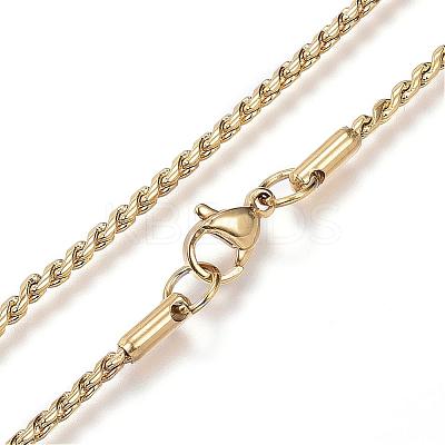 304 Stainless Steel Twisted Chain Necklaces NJEW-D285-22G-1