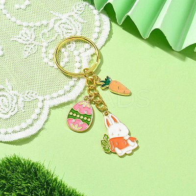 Easter Egg & Rabbit & Carrot Alloy Enamel Pendant Keychain KEYC-JKC00580-05-1