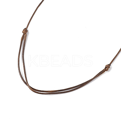 Natural Black Obsidian Nugget Pendant Necklace with Waxed Cord for Women NJEW-F306-01E-1