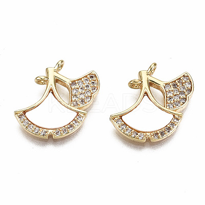 Brass Micro Pave Clear Cubic Zirconia Links Connectors KK-T056-102G-NF-1