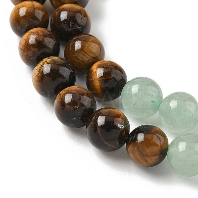 Chakra Natural Red Jasper & Yellow Jade & Green Aventurine & Tiger Eye & Sodalite & Amethyst Beads Strands X-G-NH0002-E02-8mm-1
