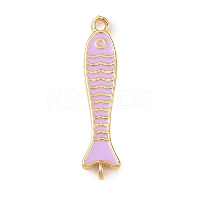Brass Enamel Fish Connector Charms KK-L255-15G-1