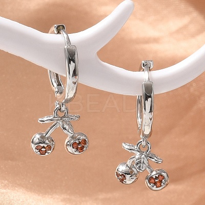 Brass Cubic Zirconia Hoop Earrings EJEW-Q015-01P-B-1