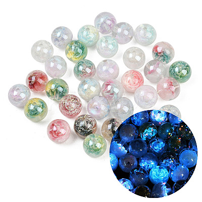 Luminous Transparent Resin Inner Flower Beads RESI-C070-05A-1