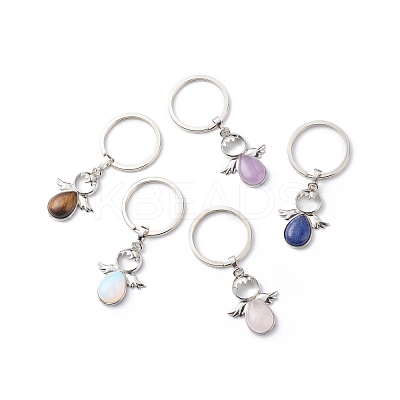 Natural Gemstone Keychain Angel Pendant Keychain KEYC-JKC00381-1