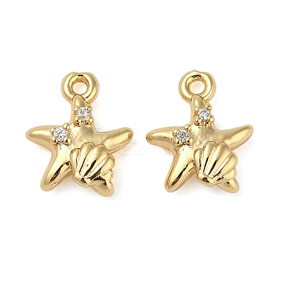 Brass Micro Pave Cubic Zirconia Pendants KK-U045-09G-1