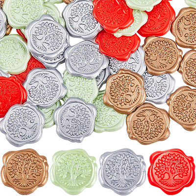 80Pcs 4 Colors Tree of Life Adhesive Wax Seal Stickers DIY-CP0010-19-1