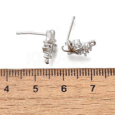 Brass with Cubic Zirconia Stud Earring Finding KK-Q048-14P-1