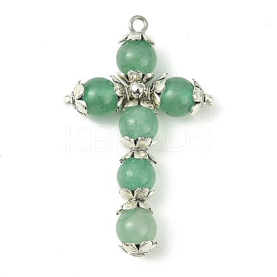 Natural Green Aventurine Copper Wire Wrapped Pendants PALLOY-TA00066-01-1