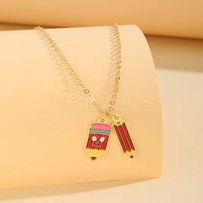 Back to School Alloy Enamel Pendant Cable Chain Necklaces WG2C7D9-01-1