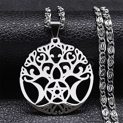 Non-Tarnish 201 Stainless Steel Pendant Necklaces for Women Men NJEW-G123-14P-1