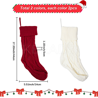 4Pcs 2 Colors Knitted Acrylic Fiber Hanging Stocking Bags AJEW-SP0004-02-1