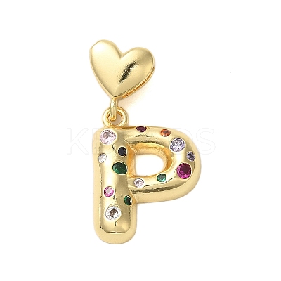 Rack Plating Brass Micro Pave Clear Cubic Zirconia Perdants KK-C067-12G-P-1
