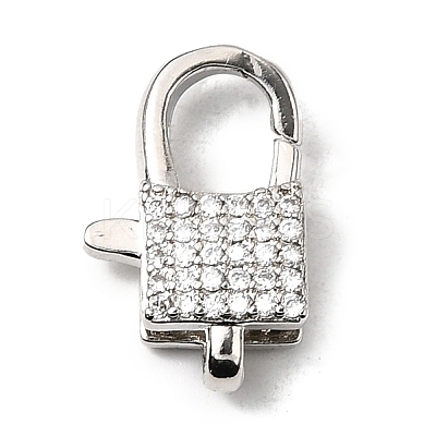 Brass Clear Cubic Zirconia Lobster Claw Clasps KK-Z078-48A-P-1