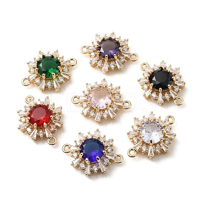 Brass K9 Glass Connector Charms KK-C024-34KCG-1