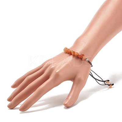 Natural Red Aventurine Chips Braided Bead Bracelet BJEW-JB08019-03-1