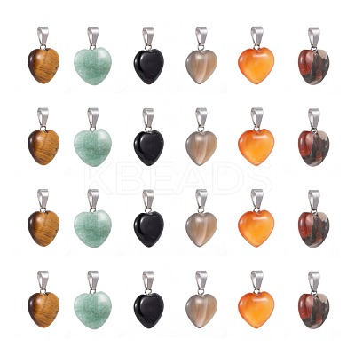12Pcs 6 Style Natural Gemstone Pendants G-LS0002-10-1