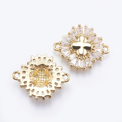 Brass Micro Pave Cubic Zirconia Links KK-P137-09G-RS-1