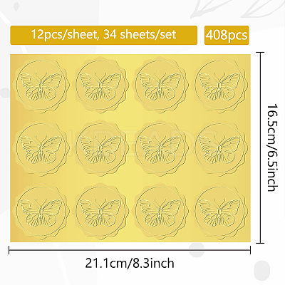 34 Sheets Self Adhesive Gold Foil Embossed Stickers DIY-WH0509-014-1