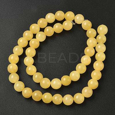 Natural Yellow Jade Bead Strands G-K121-01-8mm-1